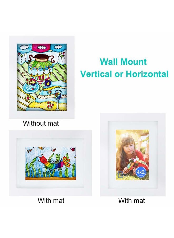 RPJC 6x8 inch Picture Frame Made of Solid Wood and High Definition Glass Display Pictures 4x6 with Mat or 6x8 Without Mat for Wall Mounting Photo Frame White - Image 5