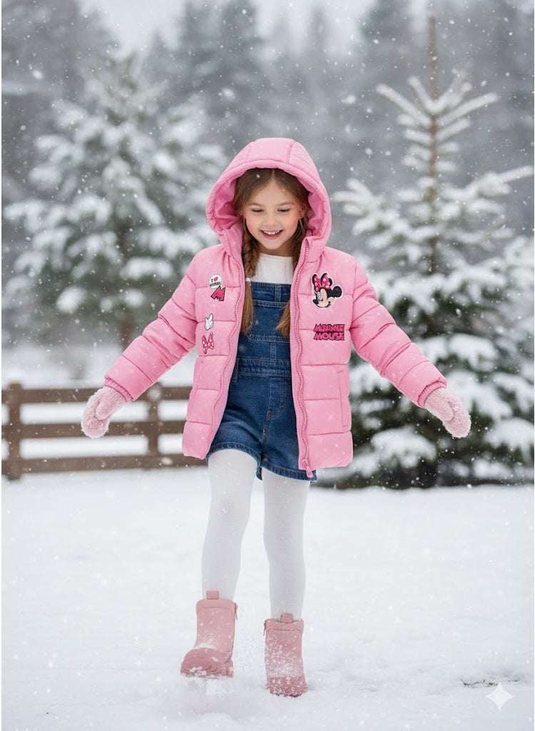 ميني ماوس جاكيت ديزني ميني ماوس وردي مبطن بغطاء رأس للبنات. من إنتاج كيدز تي في. - Image 2