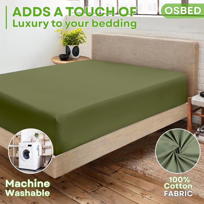 OSBED Hotel Quality 100% Cotton Fitted Bed Sheet with Deep Pockets - Sage Green (150 x 200cm) - Image 5