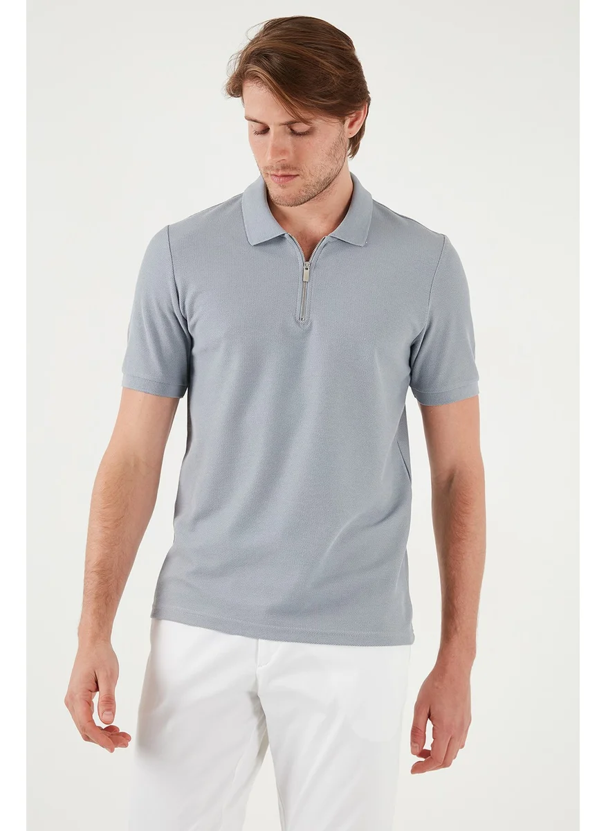 Buratti Cotton Regular Fit Zippered Polo Neck T Shirt Men's Polo Neck T Shirt 5902434