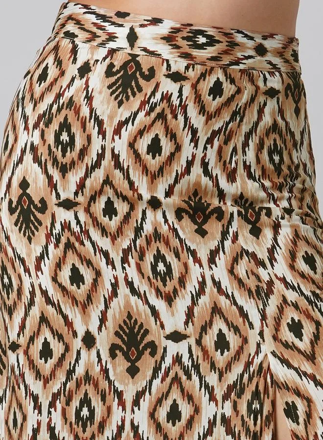 globus Brown Ikat Crop Top and Maxi Skirt Co-Ords