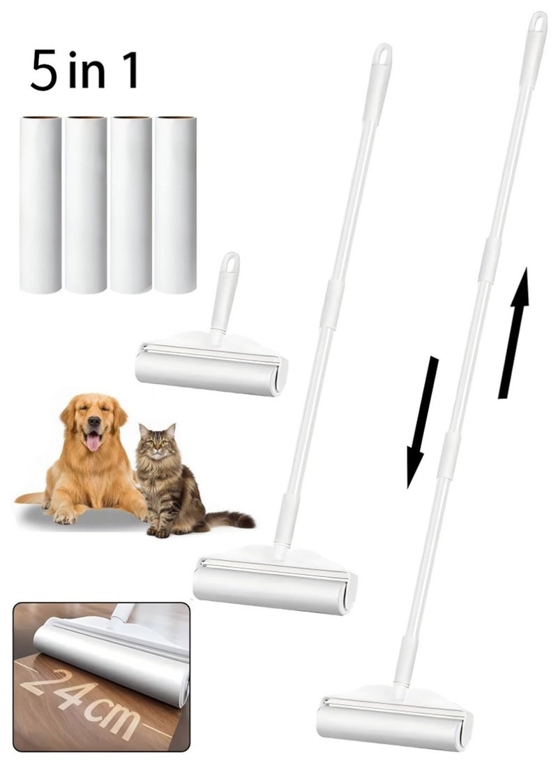 Floor Lint Roller with 5 Refills | 9.45"（124cm*24cm） Extra Wide & Ultra Sticky | Long Handle Pet Hair Remover for Carpet, Couch, Bed & Hard Floors | Large-Surface Lint Remover Tool - Image 1
