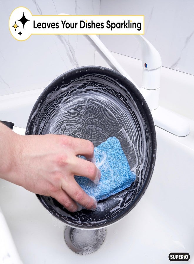 Superio Miracle Microfiber Scrubbing Sponge, Blue Extra Scrubbing Power Sponge for Kitchen, Sink, Pot, Pan and Dish Washing, Super Absorbent and Rapid Drying 2-Pack - Image 3