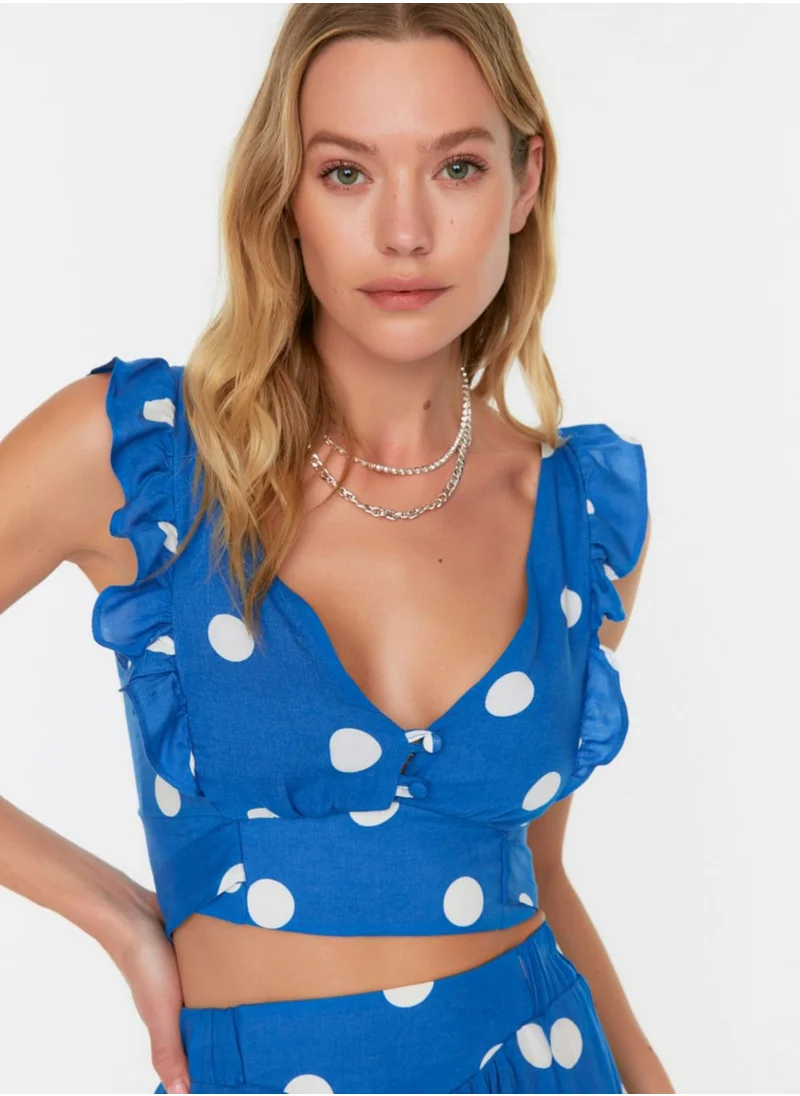 trendyol Polka Dot Crop Top & Skirt Set