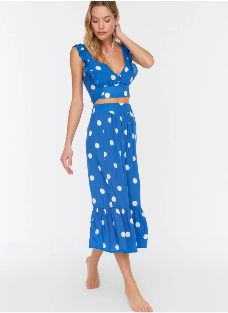 trendyol Polka Dot Crop Top & Skirt Set