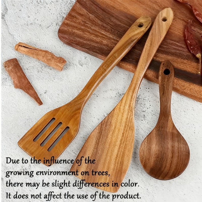 3 Piece Wooden Kitchen Utensil Set Natural Spurtle Spoon Non Stick Pan Tools Handcrafted Soup Spoon And Wok Spatula Essentials Mother Day Father Day Christmas And Thanksgiving Gift Stylish Long Lasting Durable - Image 2
