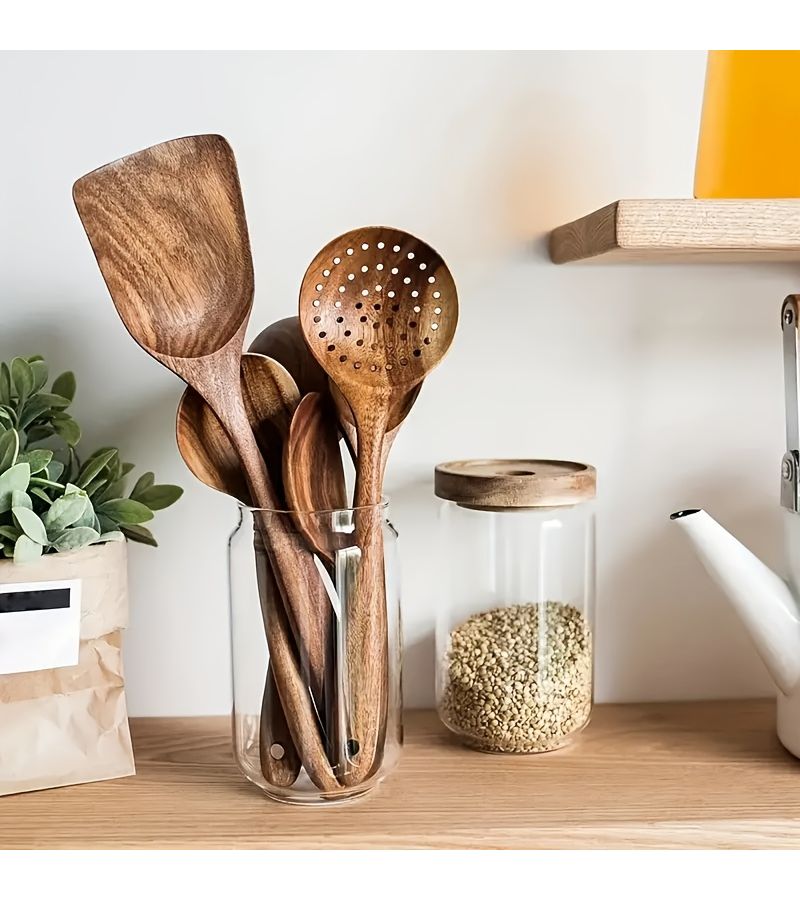 3 Piece Wooden Kitchen Utensil Set Natural Spurtle Spoon Non Stick Pan Tools Handcrafted Soup Spoon And Wok Spatula Essentials Mother Day Father Day Christmas And Thanksgiving Gift Stylish Long Lasting Durable - Image 5