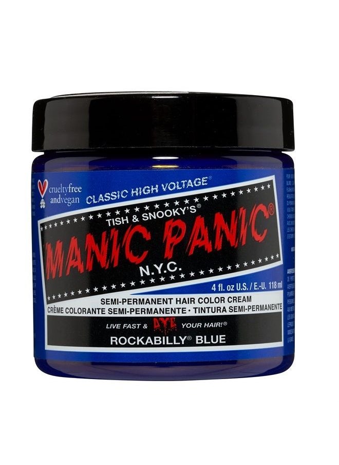 Manic Panic - Rockabilly Blue Hair Dye - Classic High Voltage - Semi Permanent True Neutral Blue Hair Color - Vegan, PPD And Ammonia Free (4oz) - Image 1