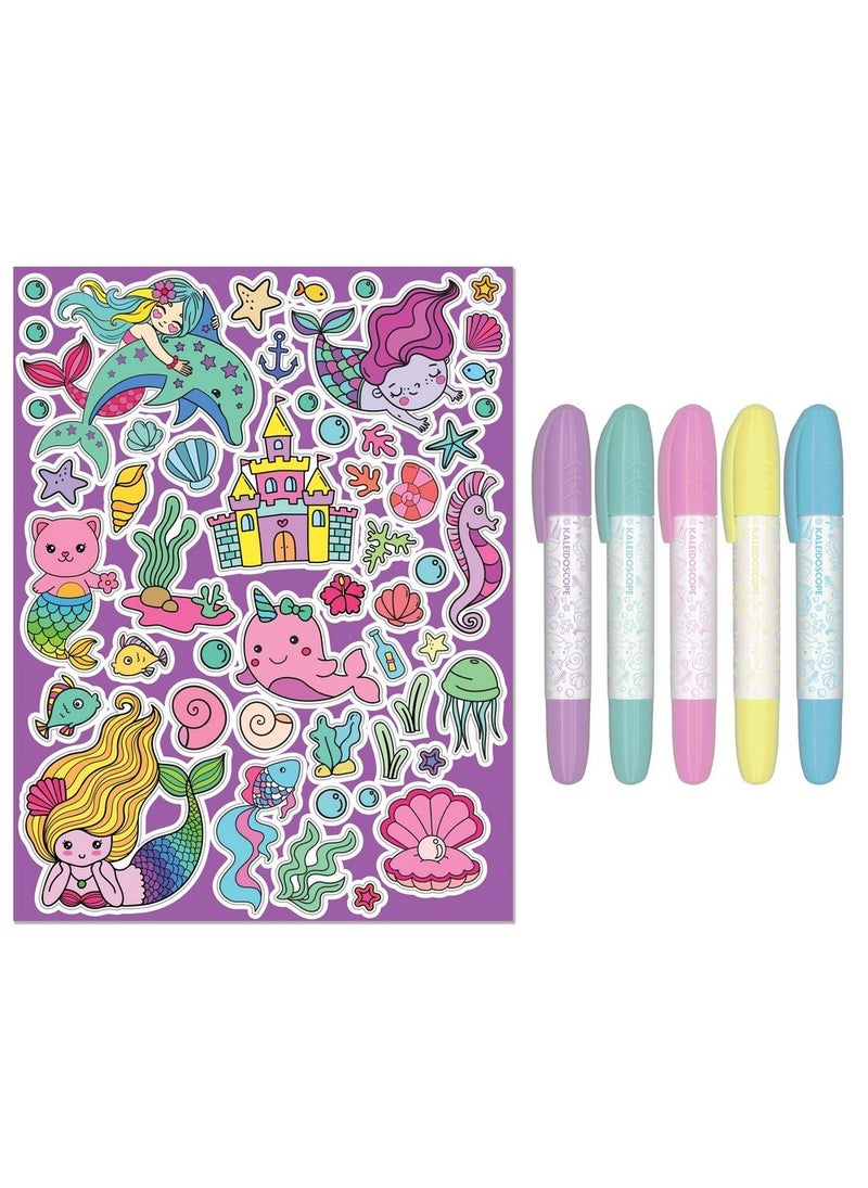 Hinkler Jr Kaleidoscope Colouring Kit – Mermaids Edition includes a 64-page colouring book with 5 pastel markers and 50 fun stickers, Magical Colouring Fun for Kids, Perfect Gift for Creative Play - Image 2