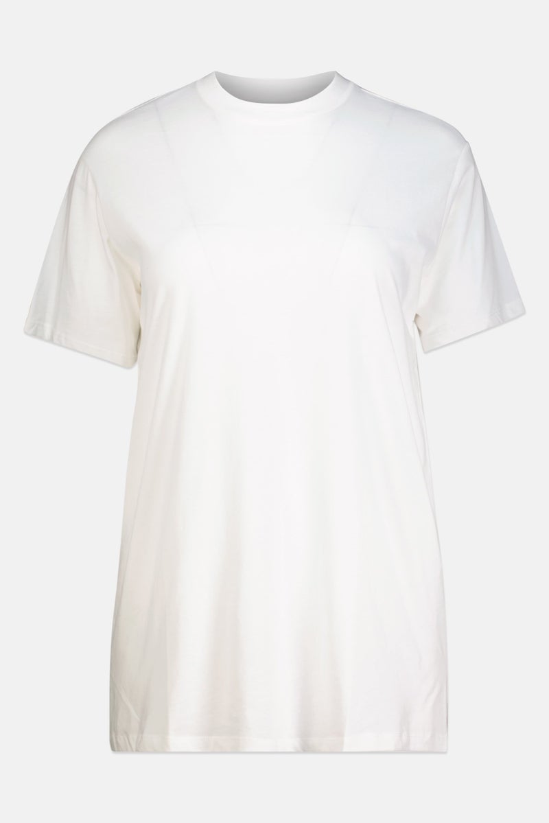 DeFacto Modest x Defacto Women Regular Fit Short Sleeve Plain Tunic T-Shirt, White - Image 2