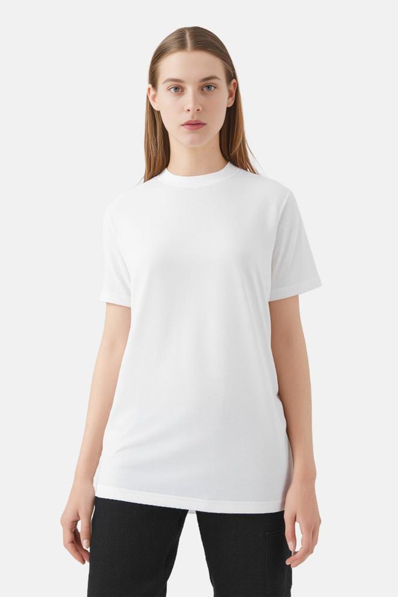 DeFacto Modest x Defacto Women Regular Fit Short Sleeve Plain Tunic T-Shirt, White - Image 1