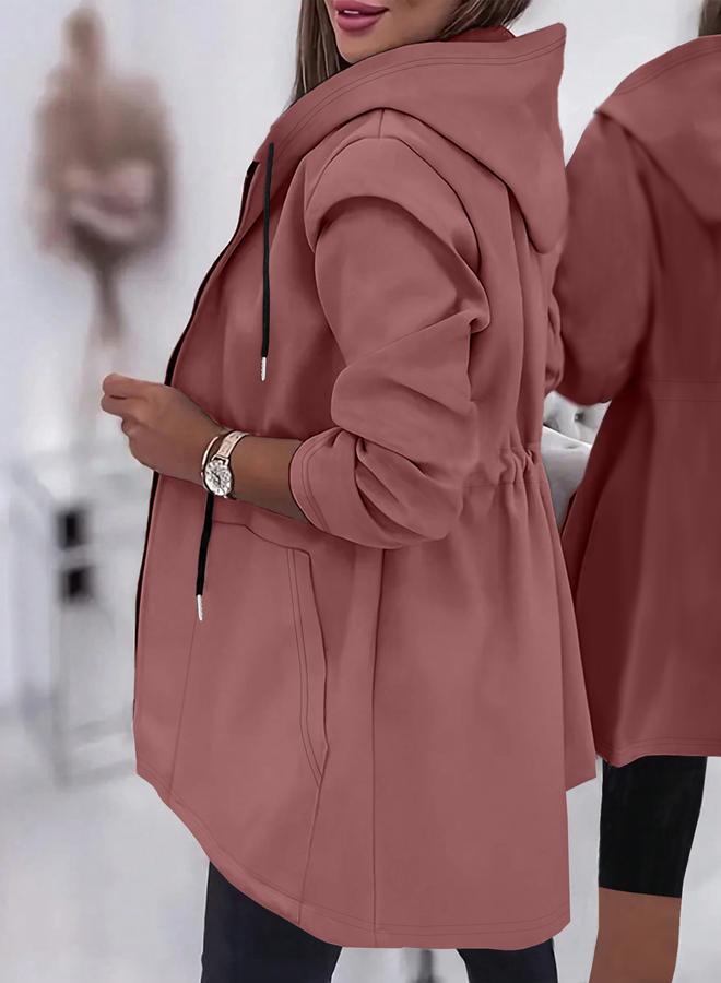 Take Two Plus Size Longline Zip-Up Hooded Jacket - Image 5