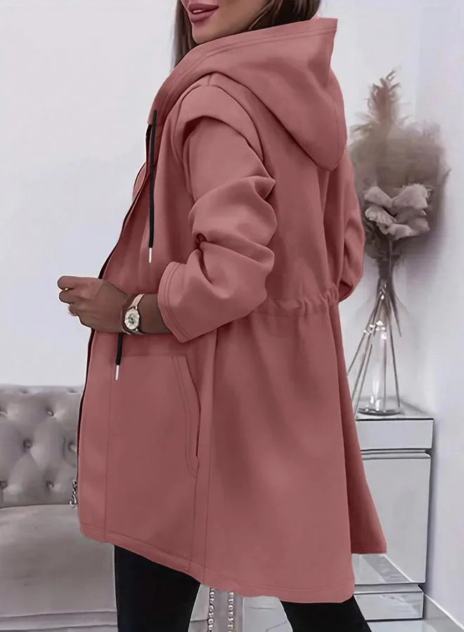 Take Two Take Two Plus Size Longline Zip-Up Hooded Jacket