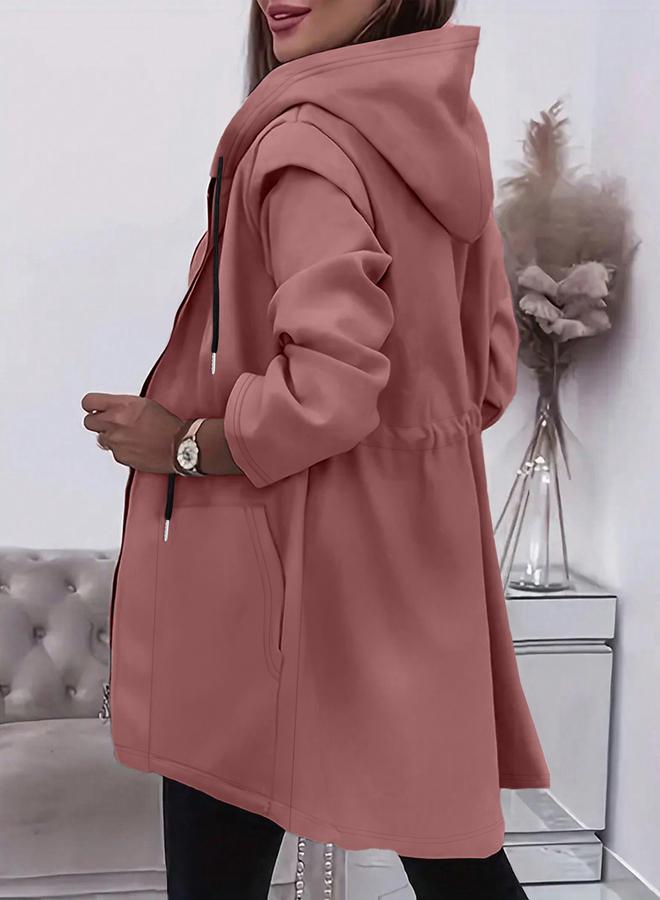 Take Two Plus Size Longline Zip-Up Hooded Jacket - Image 2