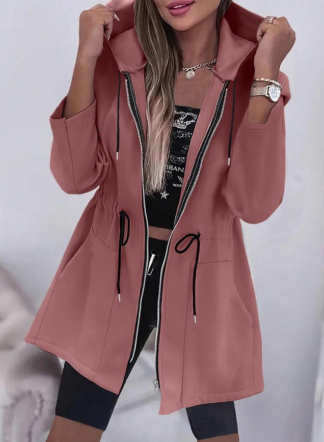 Take Two Plus Size Longline Zip-Up Hooded Jacket - Image 1