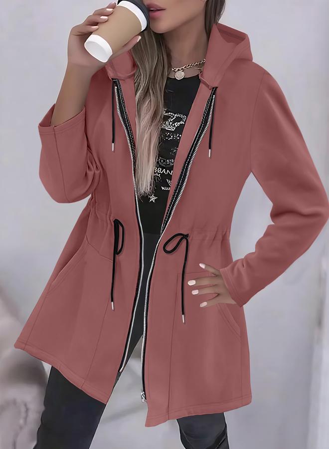 Take Two Plus Size Longline Zip-Up Hooded Jacket - Image 3