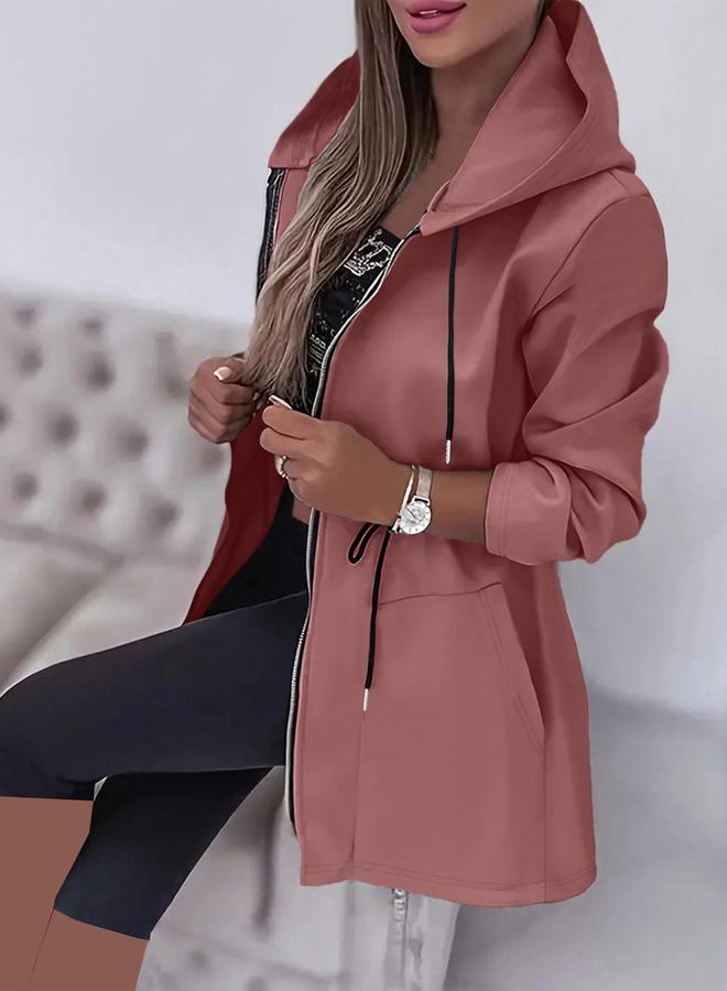Take Two Plus Size Longline Zip-Up Hooded Jacket - Image 4