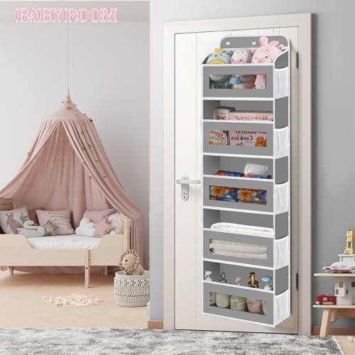 XBEY Over The Door Organizer with 5 Large Pockets 10 Side Mesh Pockets, Door Hanging Organizer for Bedroom, Wall Door Cloth Wardrobe Hanging Storage - Image 2