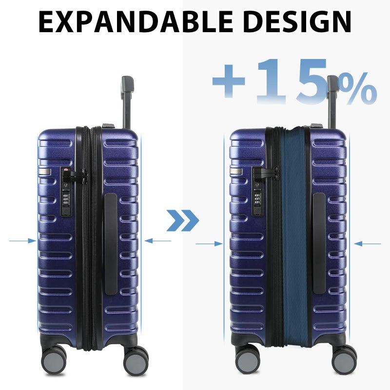 EMPSIGN Carry On Luggage with Spinner Wheels, Hard Shell Carry-On Expandable Suitcase 21x14x9 Airline Approved & Built-in TSA Lock, Durable Travel Rolling Suitcase, Carry-On 20-Inch, Navy - Image 4