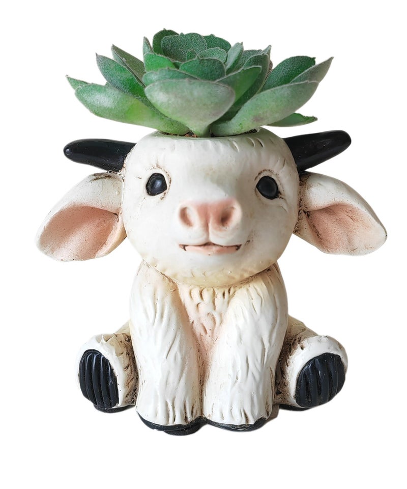 Eagrafts Succulents Plants Artificial, Mini Fake Succulents in Resin Cartoon Animal Goat Pot for Desk Livingroom Home Decoration Office Decor - Image 4