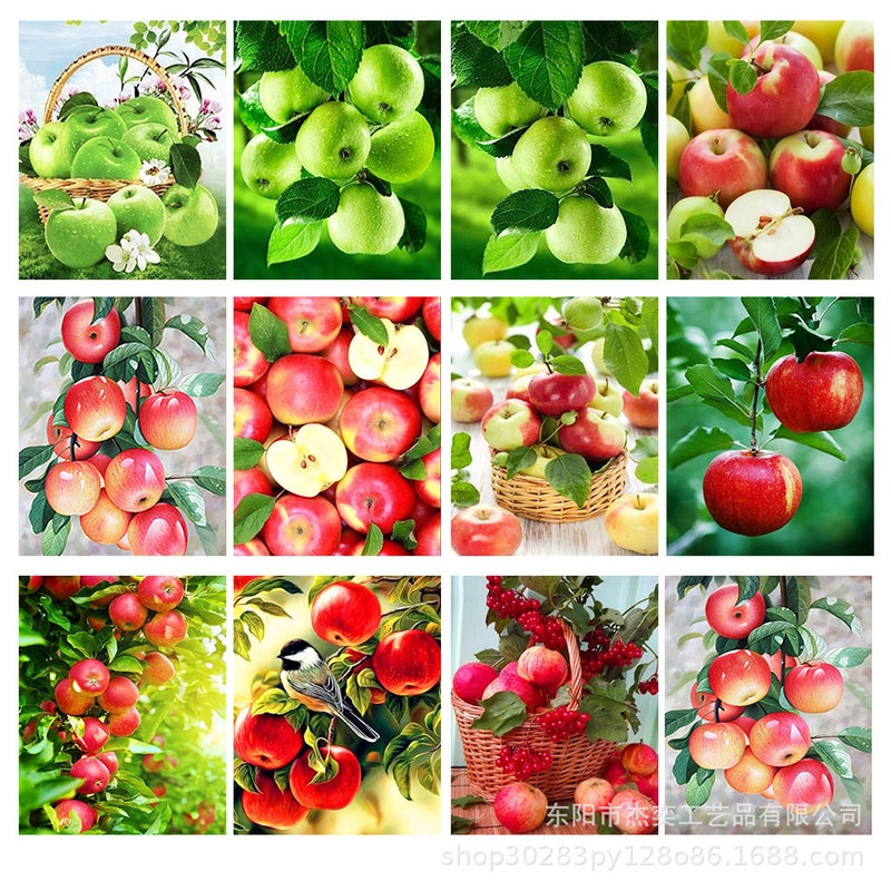 5D Diamond Painting Cross Stitch Full Diamond Living Room New Modern European Oil Painting Restaurant Porch Fruit Green Apple Diy - Image 2