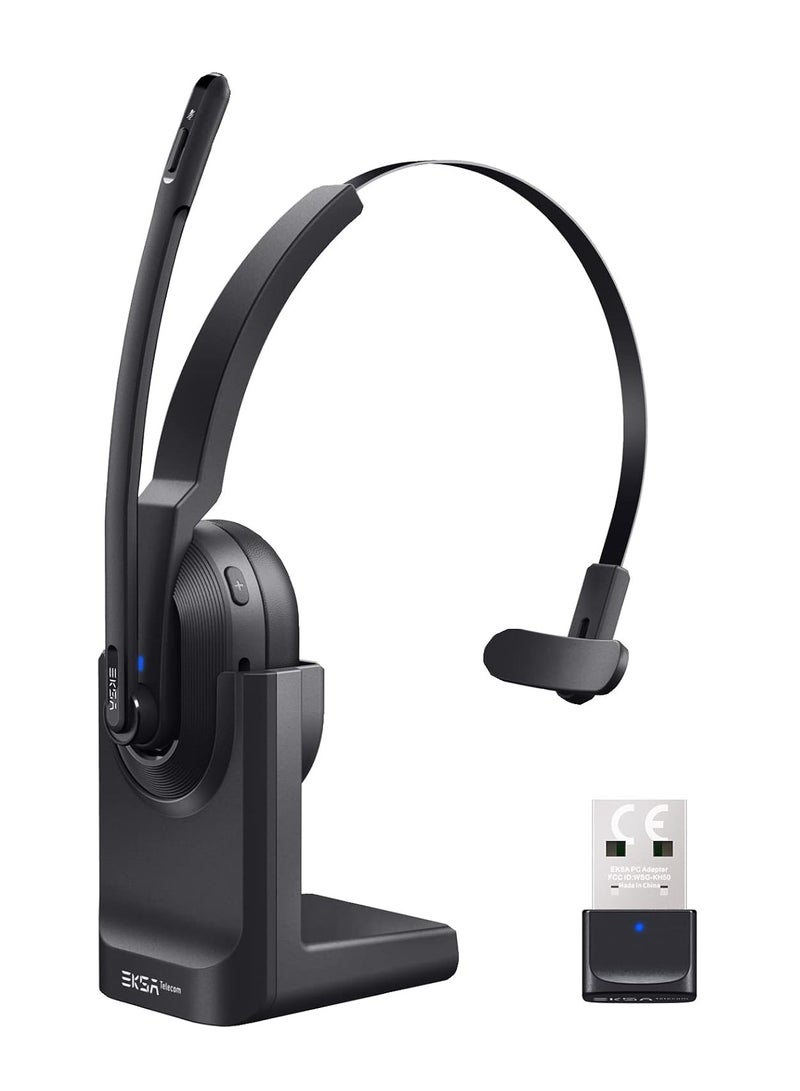 EKSA Wireless Headset with AI Noise Cancelling, 45 Hours Playtime, Trucker Headset with USB Dongle & Charging Base for Work PC Home Office Trucker Call Center - Image 1