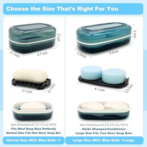 HAYSNA Travel Soap Container, Bar Soap Holder, Portable Soap Case, Soap Dish with Lid for Traveling, Camping, Gym, Bathroom (Blue Style-1) - Image 4
