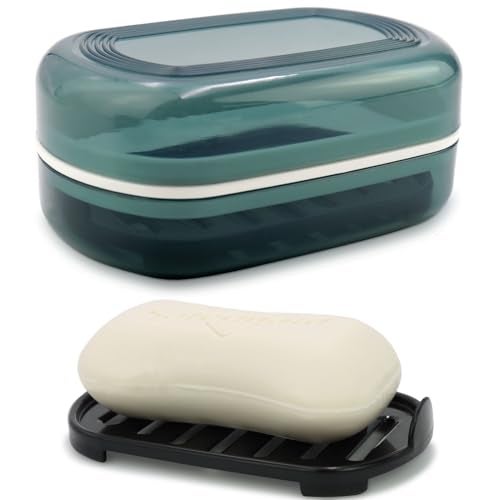HAYSNA Travel Soap Container, Bar Soap Holder, Portable Soap Case, Soap Dish with Lid for Traveling, Camping, Gym, Bathroom (Blue Style-1) - Image 1
