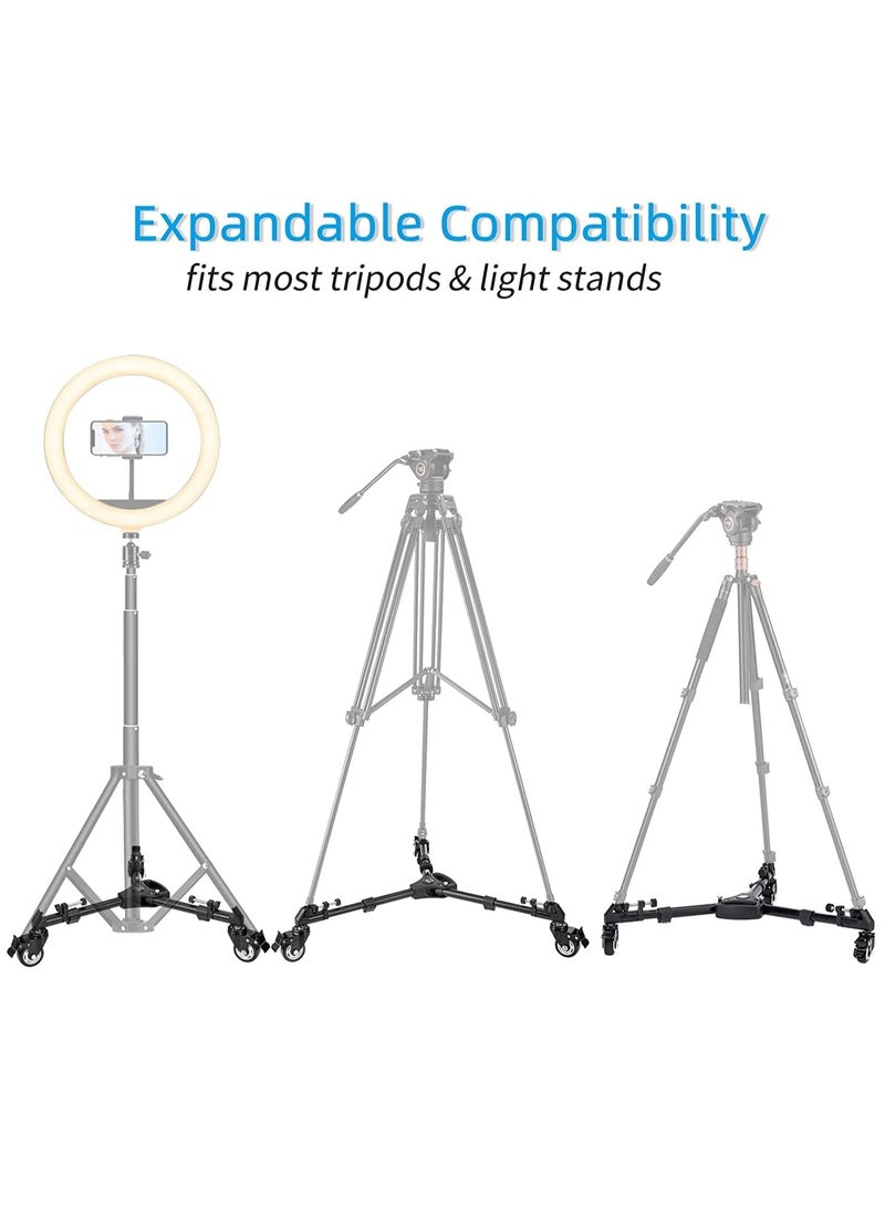 TD03 Heavy Duty Tripod Dolly with 3" Large Wheels and Carrying Case for Most Tripods, Light Stands, Load up to 66lbs, Designed for Photography, Videos, Studio Lights - Image 2