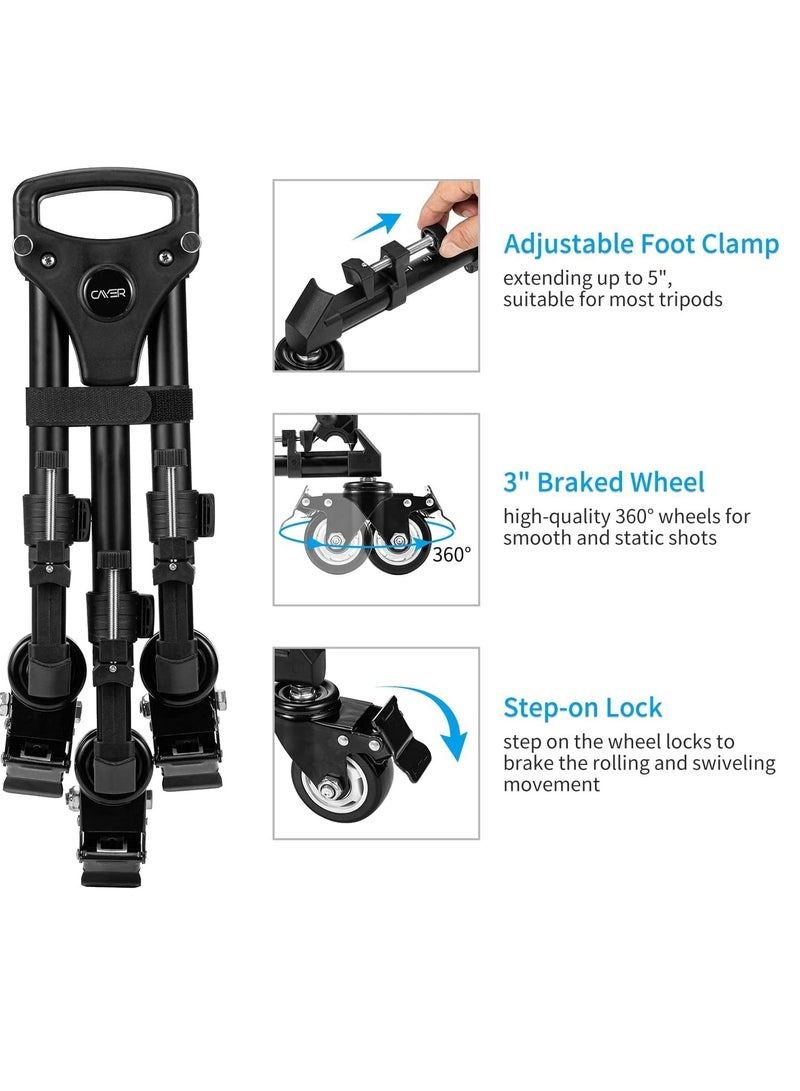 TD03 Heavy Duty Tripod Dolly with 3" Large Wheels and Carrying Case for Most Tripods, Light Stands, Load up to 66lbs, Designed for Photography, Videos, Studio Lights - Image 4