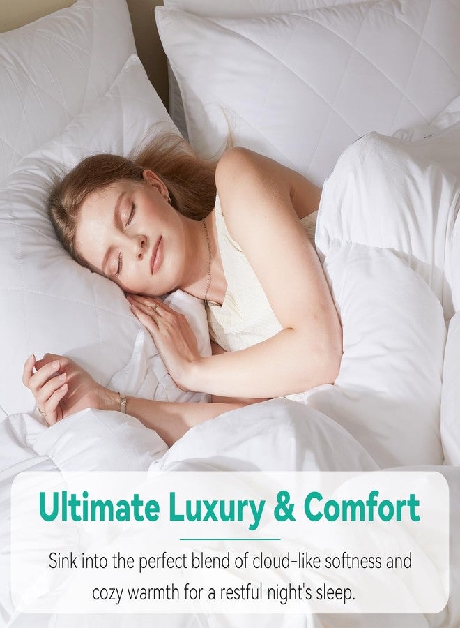 Three Geese Queen Size Goose Feather Down Fiber Comforter - Ultral Soft All-Season Down Duvet Insert Fluffy Baffle Box Design with 8 Corner Loops for Warmth and Softness. - Image 4