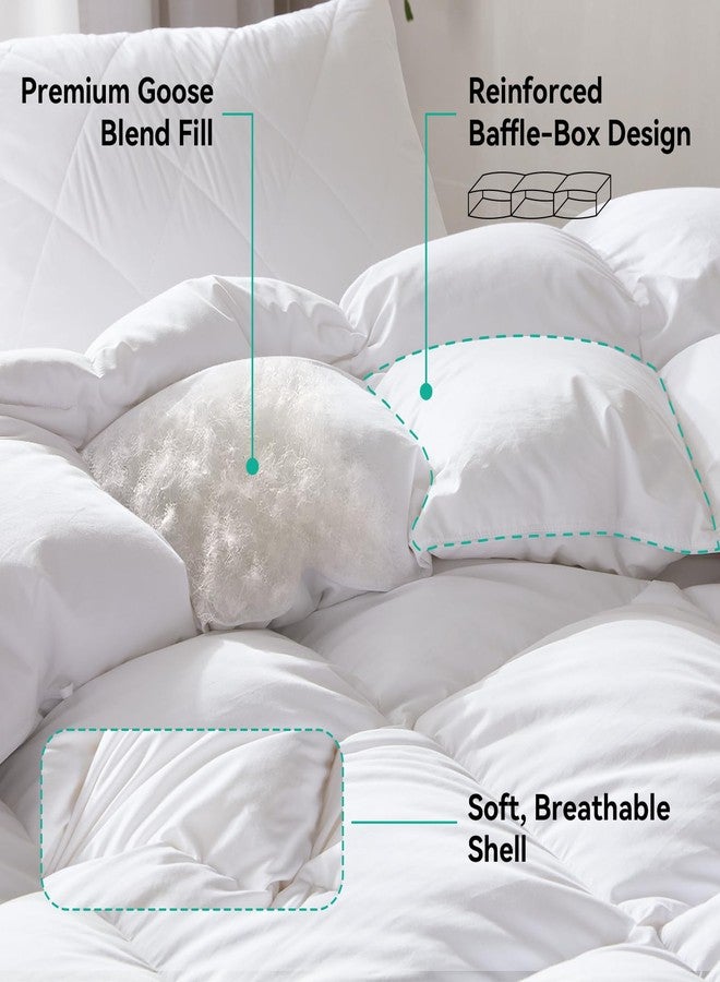 Three Geese Queen Size Goose Feather Down Fiber Comforter - Ultral Soft All-Season Down Duvet Insert Fluffy Baffle Box Design with 8 Corner Loops for Warmth and Softness. - Image 5