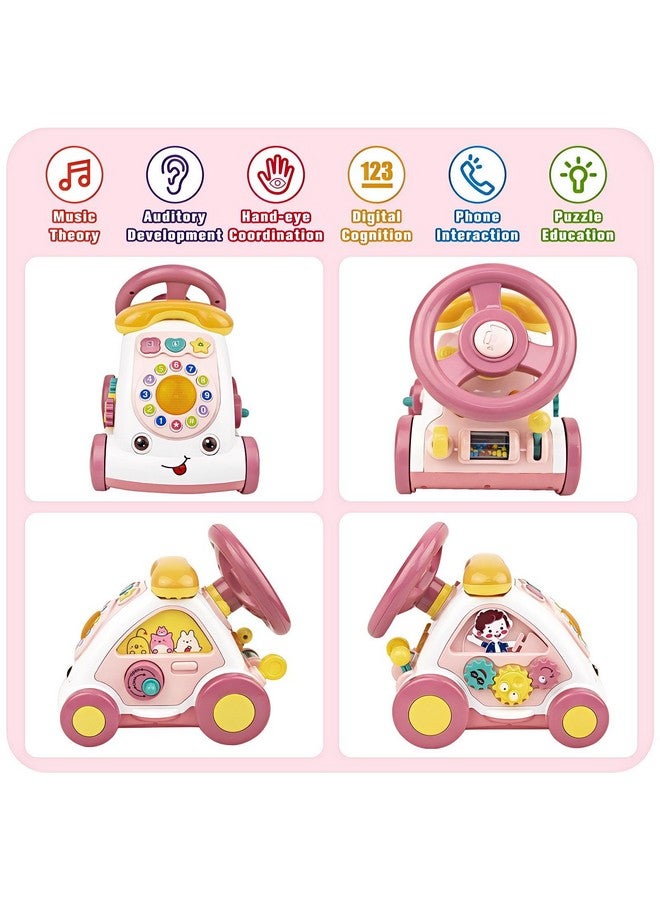 Love&Mini Baby Musical Toys for 1 Year Old Girl - Crawling Steering Wheel Toys with Car, Telephone, Lights & Sounds - Multi-Functional Educational Gifts for 18+ Months Old Girls Birthday Xmas - Image 2