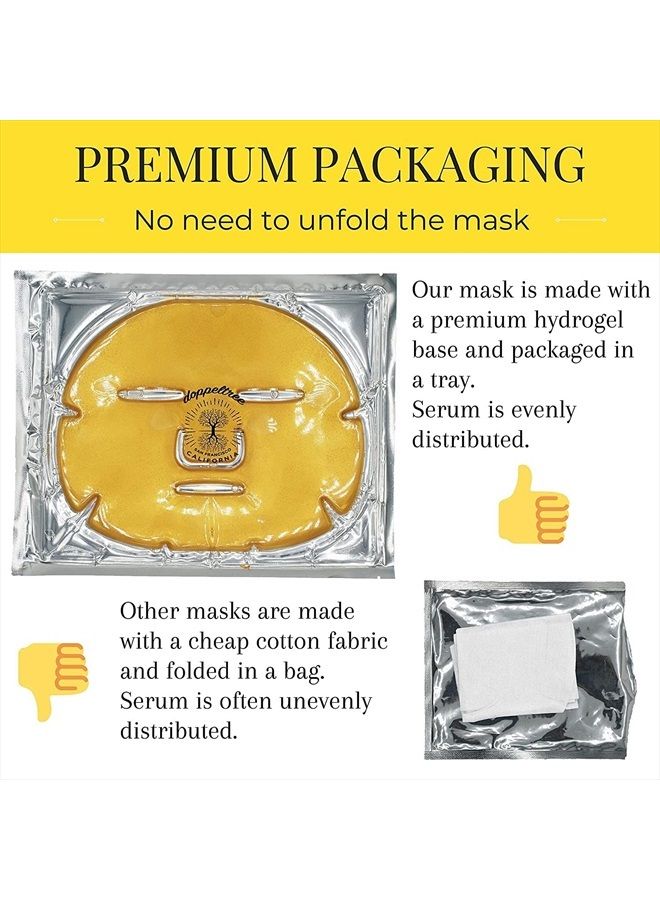 Doppeltree Gold Facial Mask - Premium Hydrogel Sheet Face Masks for Skin Care & Beauty, Hydrating & Anti Aging - Facemask with Collagen, Hyaluronic Acid & 24k Nano Gold - Formulated in San Francisco - Image 5