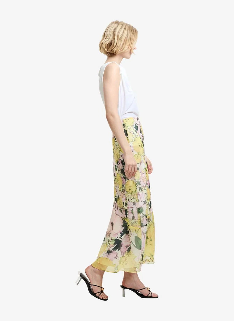 French Connection  Women's Yellow Multi Carla Emina Chiffon Skirt for Women | Best Price UAE