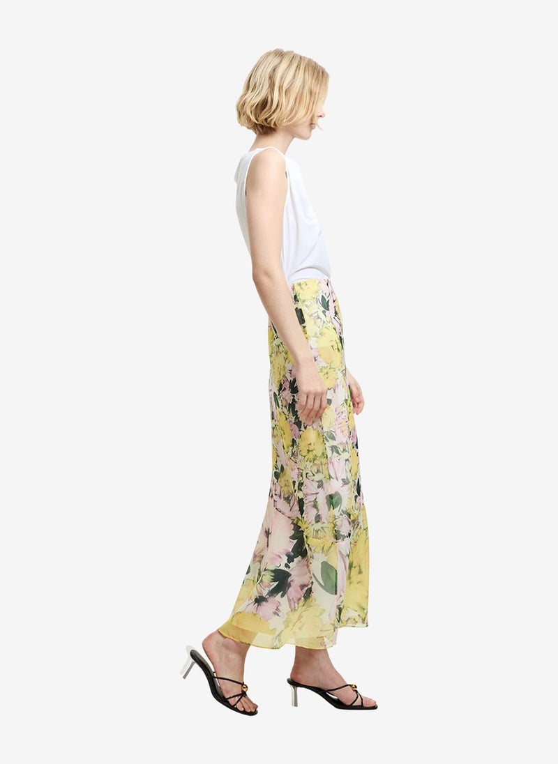 French Connection Women's Yellow Multi Carla Emina Chiffon Skirt - Image 2