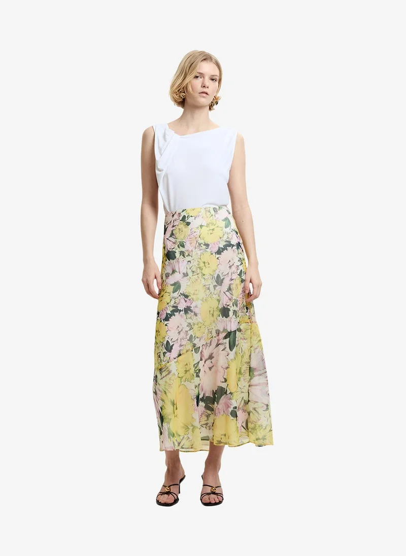 Women's Yellow Multi Carla Emina Chiffon Skirt