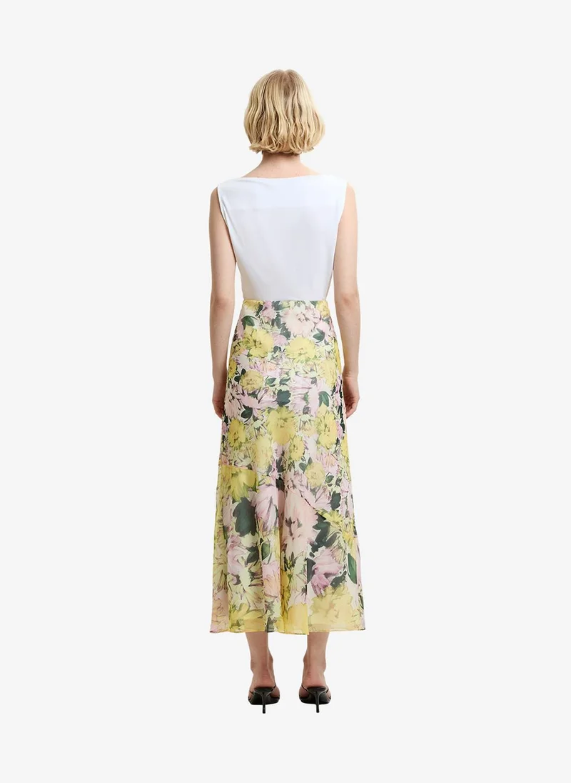 French Connection  Women's Yellow Multi Carla Emina Chiffon Skirt for Women | Best Price UAE