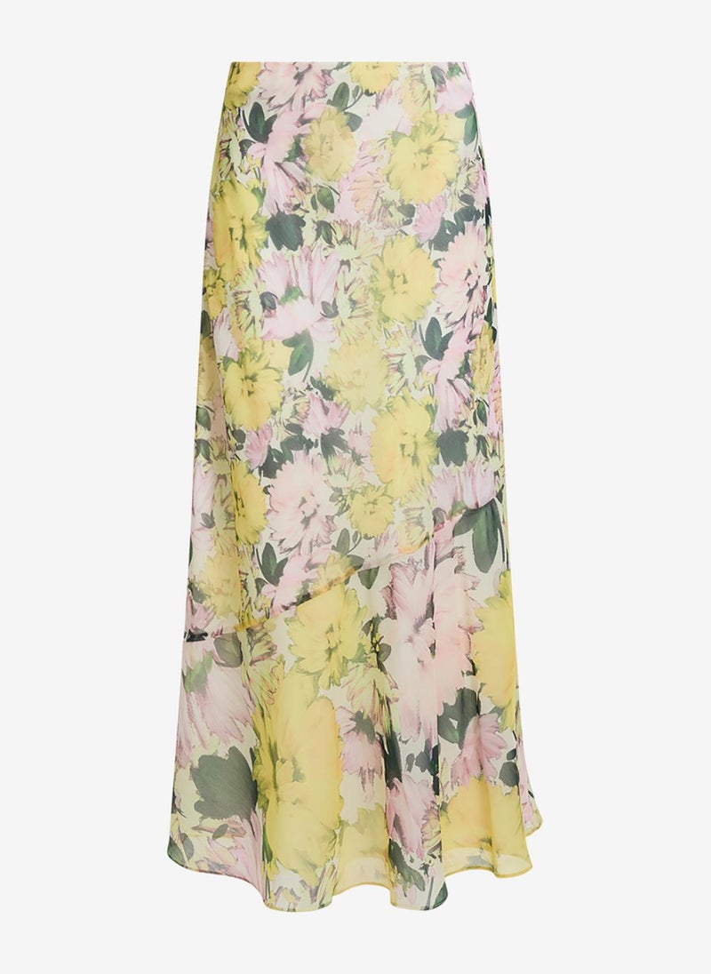 French Connection Women's Yellow Multi Carla Emina Chiffon Skirt - Image 5