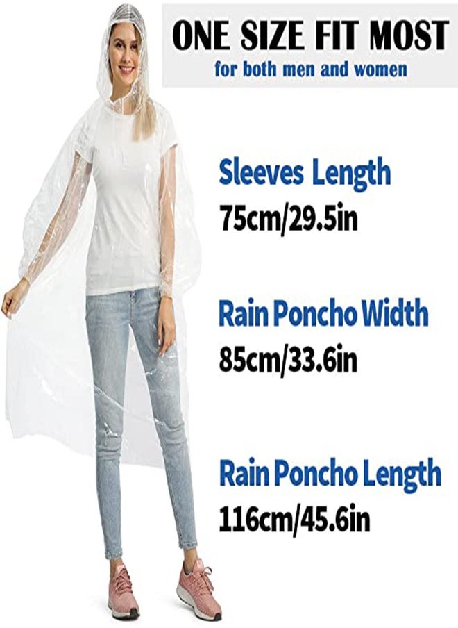 SYOSI - Disposable Rain Ponchos for Adult, 5Pcs Clear Rain Coat Jacket with Drawstring Hood and Elastic Sleeve for Women Men, for Travel Outdoor Amusement Park Hiking Emergency Disposable Poncho (White) - Image 1
