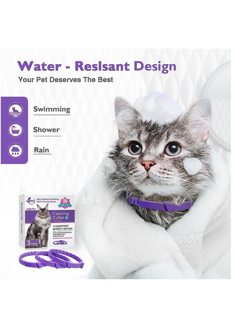 Furtey - 3 Pack Calming Collar for Cats and Kittens Pheromone Collar Efficient Relieve Reduce Anxiety Stress Pheromones Calm Relaxing Comfortable Breakaway Collars Adjustable for Small, Medium Large Cat - Image 1