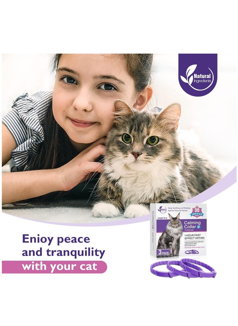 Furtey - 3 Pack Calming Collar for Cats and Kittens Pheromone Collar Efficient Relieve Reduce Anxiety Stress Pheromones Calm Relaxing Comfortable Breakaway Collars Adjustable for Small, Medium Large Cat - Image 1