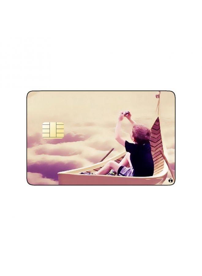 RKN PRINTED BANK CARD STICKER Beautiful Girl Drawing In Boat Over Clouds - Image 2