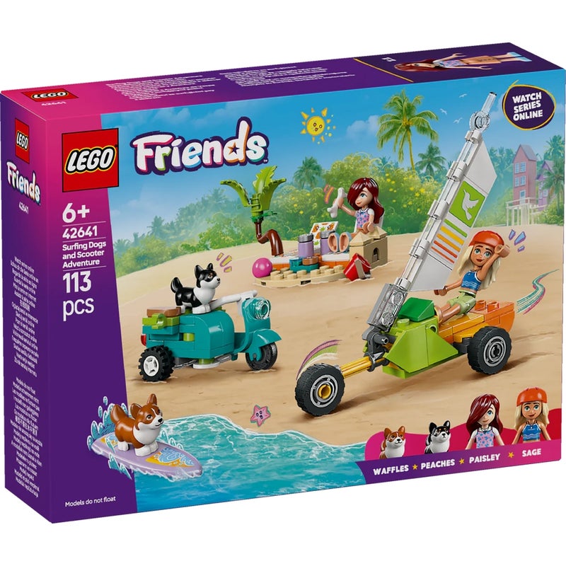 LEGO - Friends Surfing Dogs and Scooter Adventure 113 Pieces - 42641 - Image 1