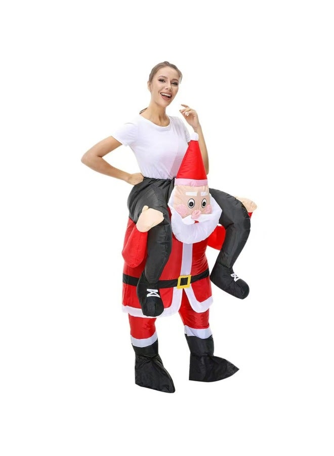 Clothing  Party Inflatable Tree Riding Elk Inflatable Suit Santa Claus Inflatable Suit-Color:Santa Claus Back Adult Size 150-190cm - Image 1