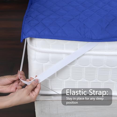 AVI 100% Waterproof & Dustproof Polyester Mattress Protector for Single Size Bed Mattress- with Elastic Bands (36" X 78", Navy Blue) - Image 2