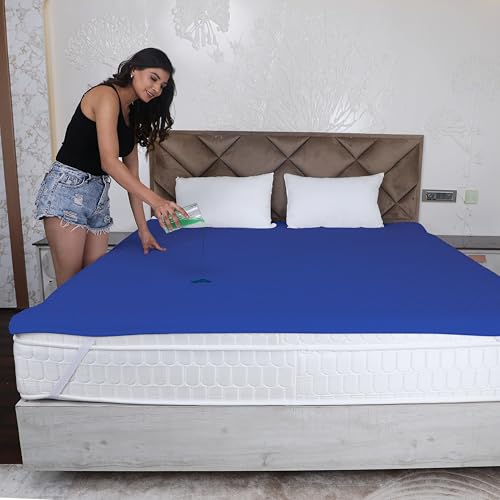 AVI 100% Waterproof & Dustproof Polyester Mattress Protector for Single Size Bed Mattress- with Elastic Bands (36" X 78", Navy Blue) - Image 1
