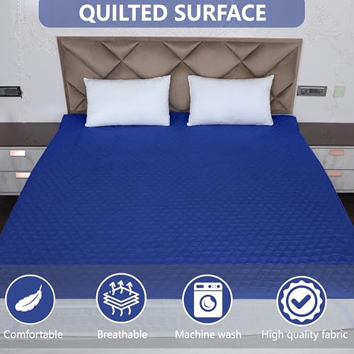 AVI 100% Waterproof & Dustproof Polyester Mattress Protector for Single Size Bed Mattress- with Elastic Bands (36" X 78", Navy Blue) - Image 5