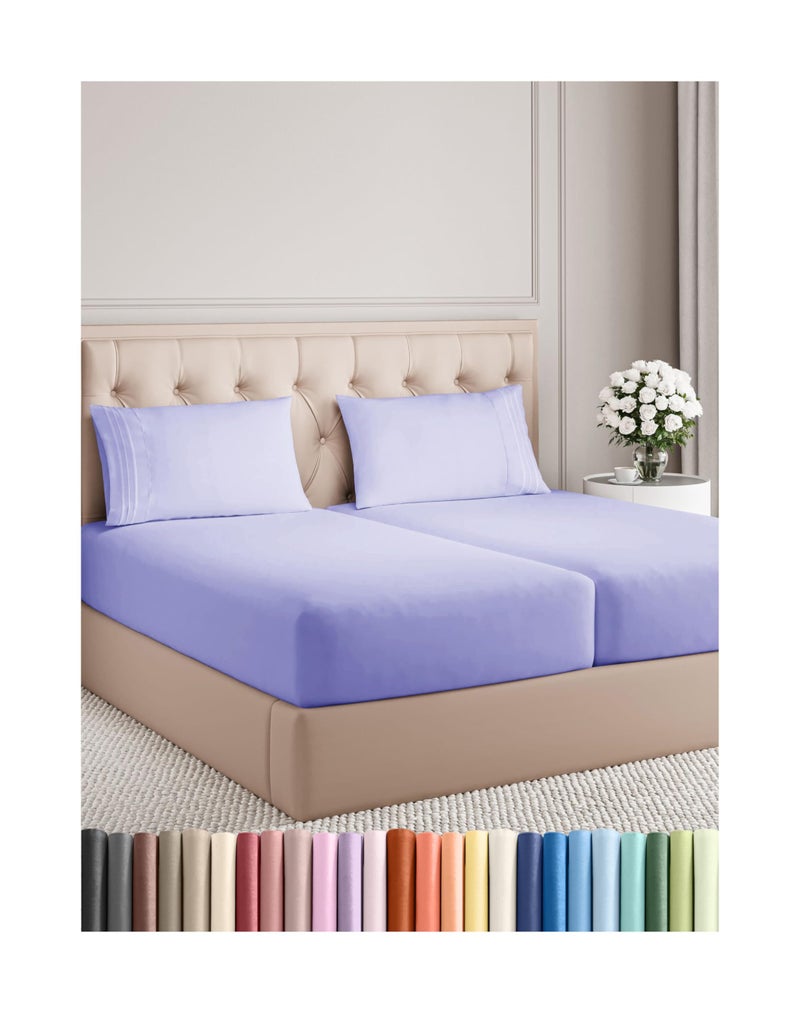 CGK Unlimited Split King Size 5 Piece Sheet Set  Comfy Breathable  Cooling Bed Sheets Set  Hotel Luxury Bedding for Women Men Kids Teens Boys  Girls  Deep Pockets Soft Wrinkle Free  OekoTex  Lavender