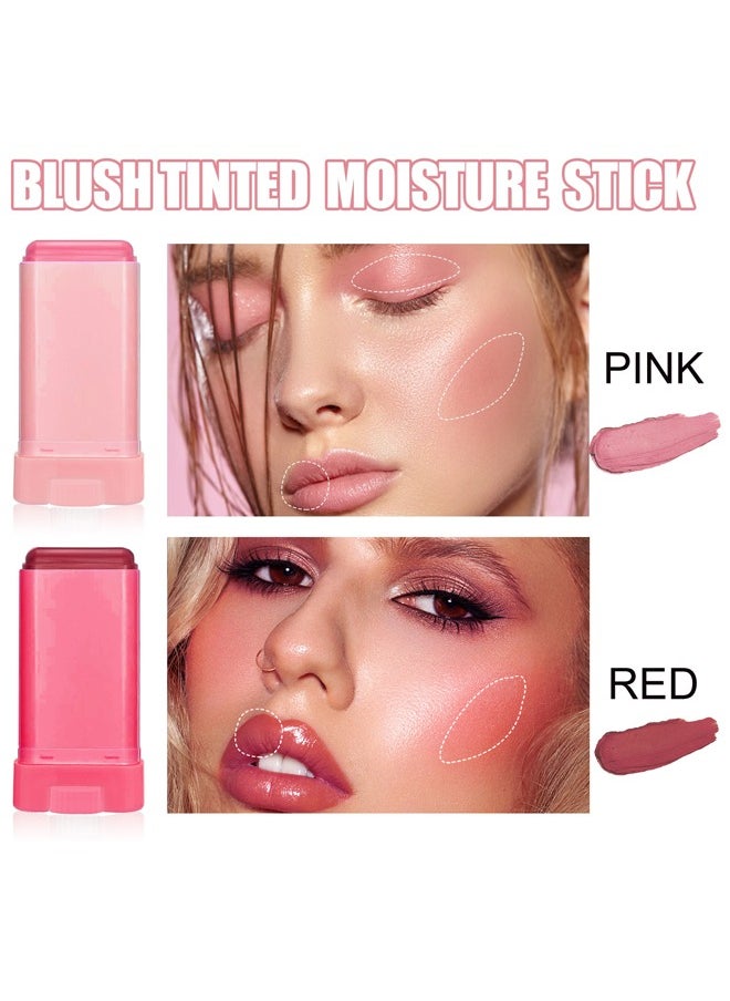 EELHOE - On-the-Go Blush, Multi-Use Blush Stick Moisturizer Stick Shadow Lips Eyes Cheek Waterproof Red Blusher Makeup Creamy (Red) - Image 1